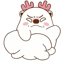 Polar Bear With Antlers Making Funny Face Sticker