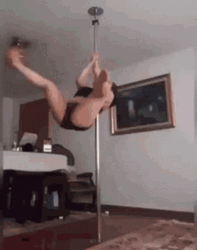 Pole Dancing Fail Breaks The Table GIF