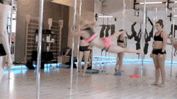 Pole Dancing Hard Spins In Class GIF