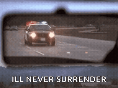Police Car Driving With Never Surrender GIF