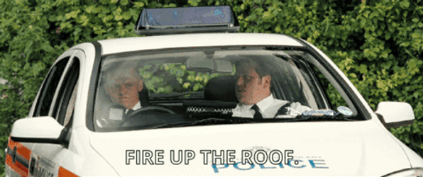Police Car Hot Fuzz Fire Up The Roof GIF