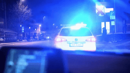 Police Car Lights Speeding Off GIF
