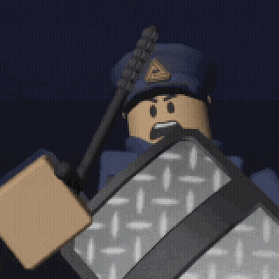 Police Officer Holding Bat And Shield GIF