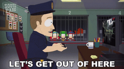 Police Officer Playing Video Game Lets Get Out Of Here GIF