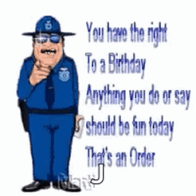 Police Officer Pointing Birthday Message GIF