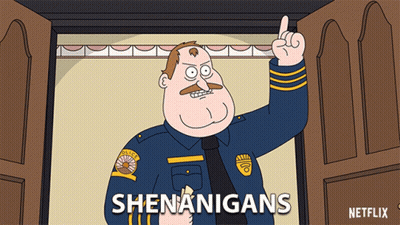 Police Officer Saying Shenanigans GIF