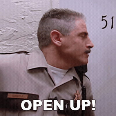 Police Officer Says Open Up In Front Of Wall 51 GIF