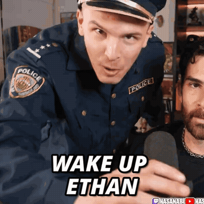 Police Officer Says Wake Up Ethan At Microphone GIF