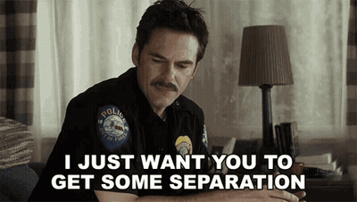 Police Officer Sitting On Couch Says I Just Want You To Get Some Separation GIF
