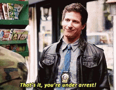 Police Officer Smiling Says That's It You're Under Arrest GIF