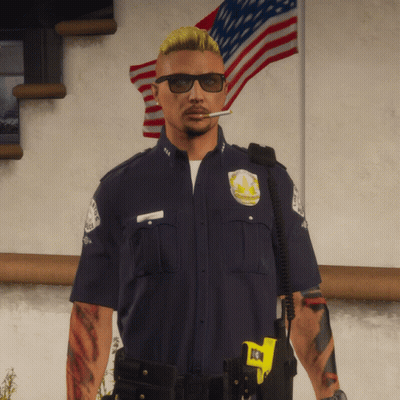 Police Officer Smoking Cigarette In Sunglasses GIF