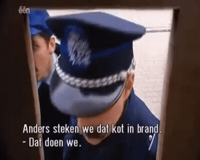 Police Officer Talking To Man In Doorway GIF