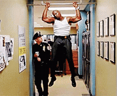 Police Officer Watching Man Do Pull Up GIF