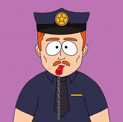 Police Officer With Chains Around Mouth GIF