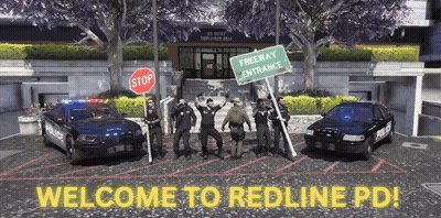 Police Officers Holding Freeway Entrance Signs GIF
