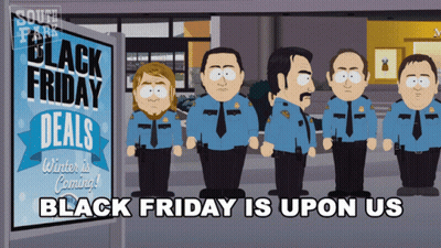 Police Officers In Front Of Black Friday Deals Sign GIF