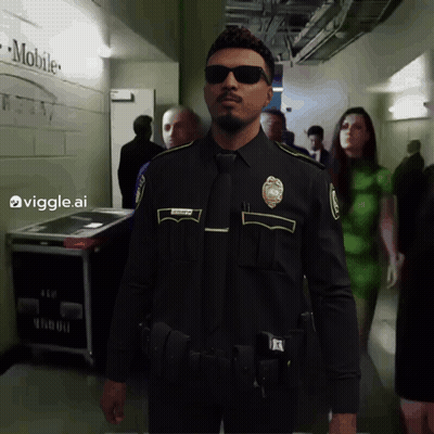 Police Uniform Man Next To T-Mobile Sign GIF