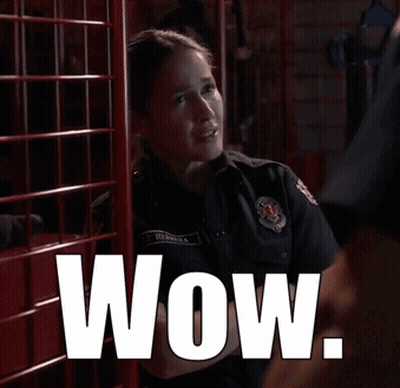 Police Woman Saying Wow By Red Cage GIF