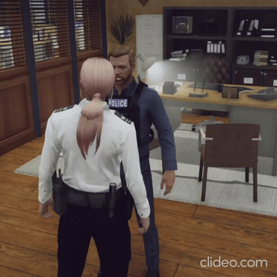 Policewoman Talking To Man In Office GIF