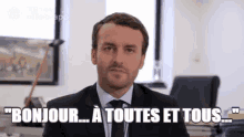 Politician Macron Greeting Bonjour