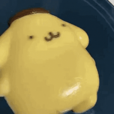 Pompompurin Figurine Close Up Blue Plate GIF