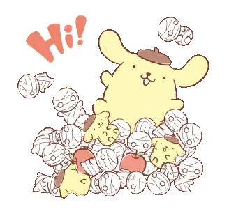 Pompompurin Sitting On Mummy Heads Sticker