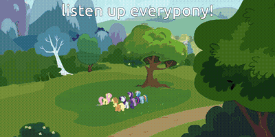 Ponies In A Park Saying Listen Up Everypony GIF