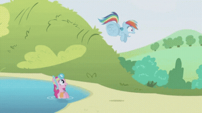 Pony Flying Over Lake GIF