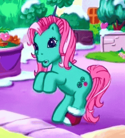 Pony With Pink Hair And Cherry On Butt GIF