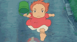 Ponyo Running With Bucket GIF