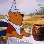 Pooh In Bib Feed Me GIF