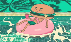 Pool Party Burger Cartoon GIF