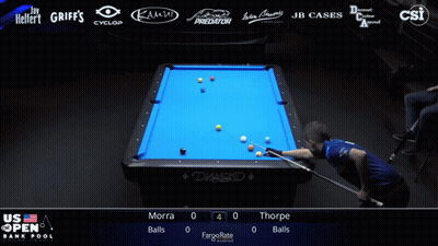 Pool Table With Blue Cloth And Balls GIF