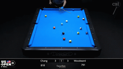 Pool Table With Blue Cloth And Number 3 GIF