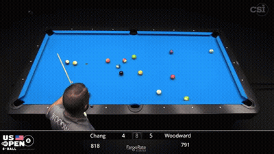 Pool Table With Blue Cloth And Person Playing Pool GIF