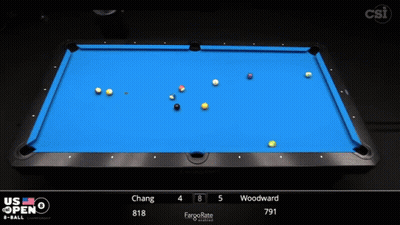 Pool Table With Blue Cloth And Player GIF