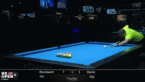 Pool Table With Blue Cloth Saying Diamond GIF