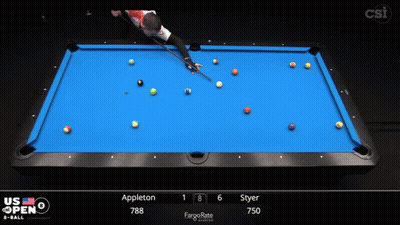 Pool Table With US Open Scoreboard GIF