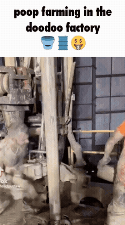 Poop Farming In The Doodoo Factory With A Bucket And Barrel GIF