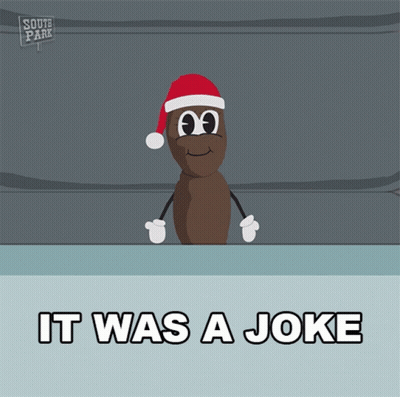 Poop Santa Hat Saying It Was A Joke GIF