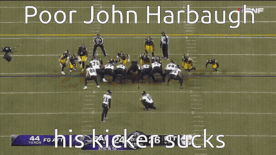 Poor John Harbaugh's Kicker Sucks Football Field GIF