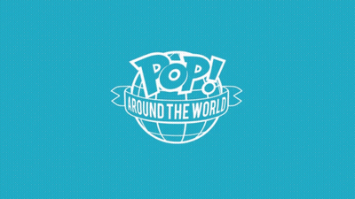 Pop Around The World Logo Blue Background GIF