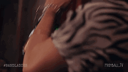 Pop Champagne Lady Shaking Bottle GIF