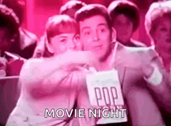 Popcorn Ready Couple Movie Night GIF