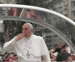 Pope Francis Flying Kiss In Pope Mobile GIF