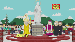 Pope John Paul II Mobile Checking Statue GIF