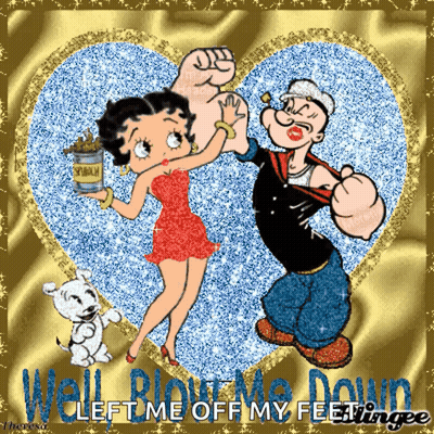 Popeye And Betty Boop Dancing In Front Of A Heart With The Words Well Play Me Down Left Me Off My Feelings GIF