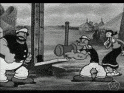 Popeye Black And White Comical Scene GIF