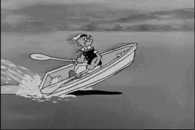Popeye Rowing A Boat On A Lake GIF