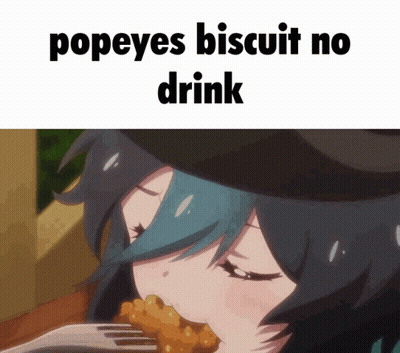 Popeye 'S Biscuit No Drink With A Girl Eating Food With A Fork GIF
